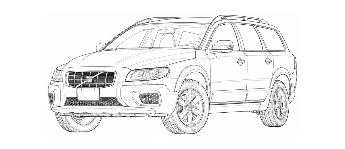 2008-2016 Volvo XC70 P3 line drawing