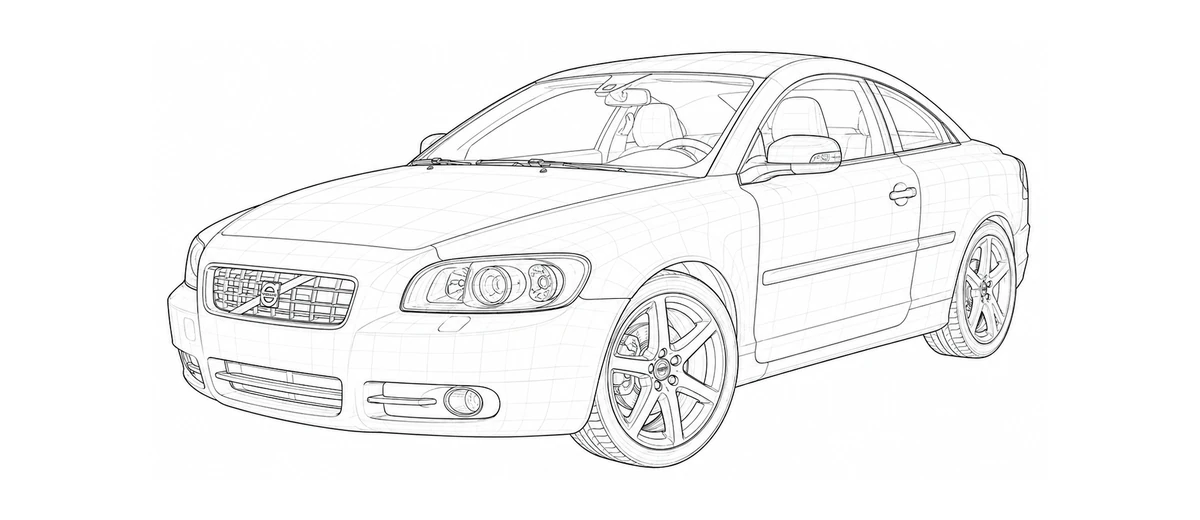 2006-2013 Volvo C70 P1 line drawing
