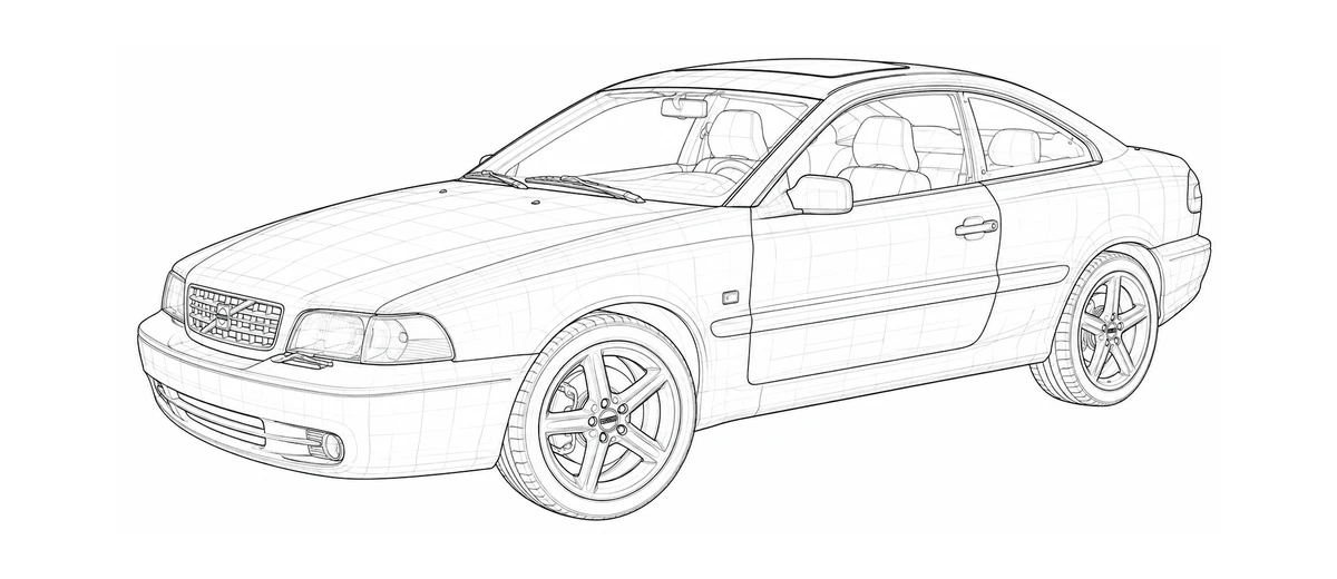 1998-2005 Volvo C70 P80 line drawing
