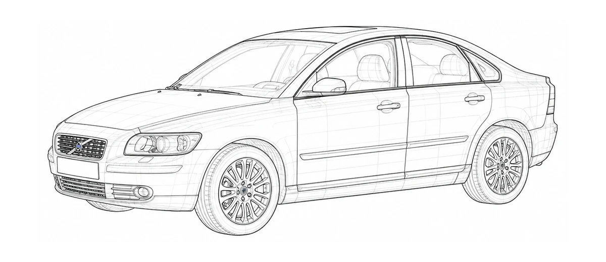 2005-2012 Volvo S40 P1 line drawing