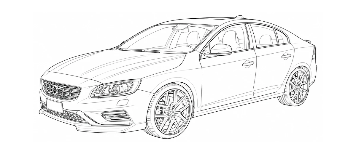 2011-2018 Volvo S60 P3 line drawing