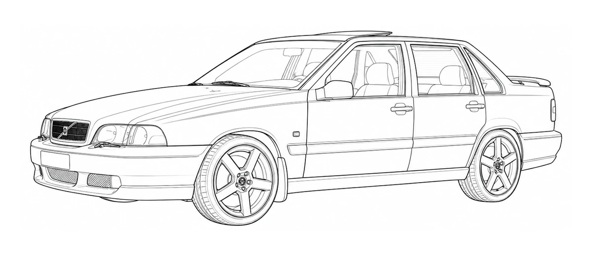 1998-2000 Volvo S70 P80 line drawing