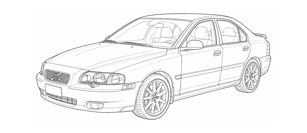 1999-2006 Volvo S80 P2 line drawing