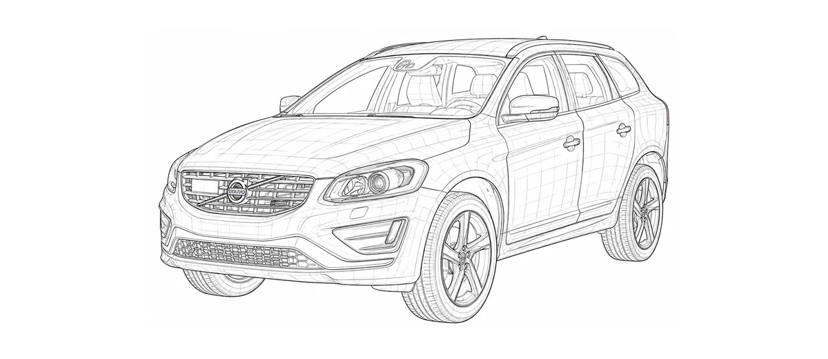 2010-2017 Volvo XC60 P3 line drawing