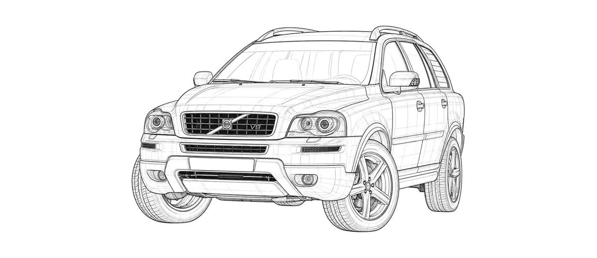 2002-2014 Volvo XC90 P2 line drawing