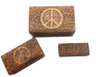 Peace Sign Carved Wooden Box
