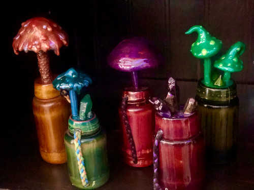 bamboo mushroom stash jars handmade