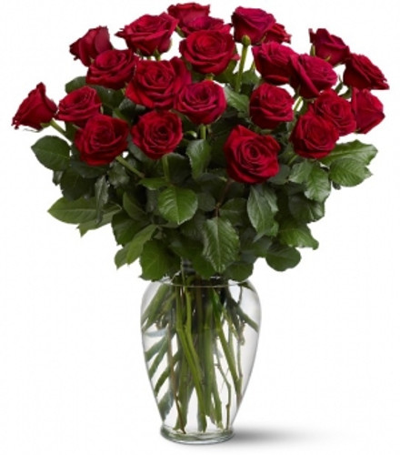 Two Dozen Vased Roses