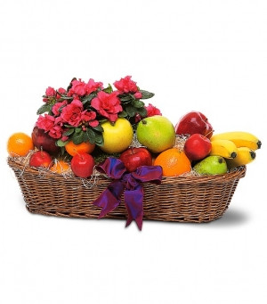 Fortino's Flowers and Gifts - Fruit and Blooming Plant Basket
