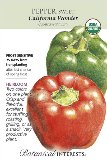 Botanical Interests Pepper Sweet CA Wonder Org - Growing Trade Pet & Plant