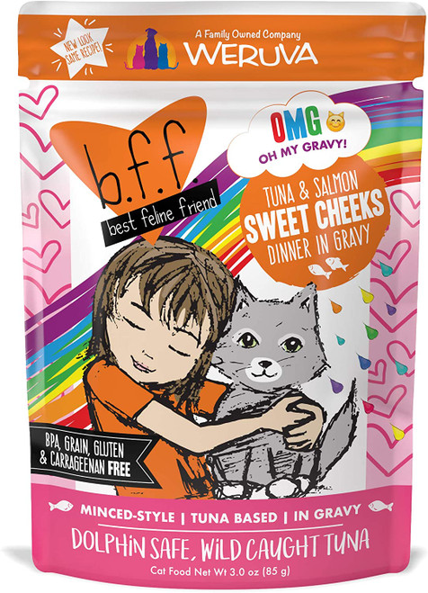 Weruva B.F.F. OMG - Best Feline Friend Oh My Gravy! Grain-Free Natural Wet Cat Food Pouches, Original Tuna Recipes in Gravy