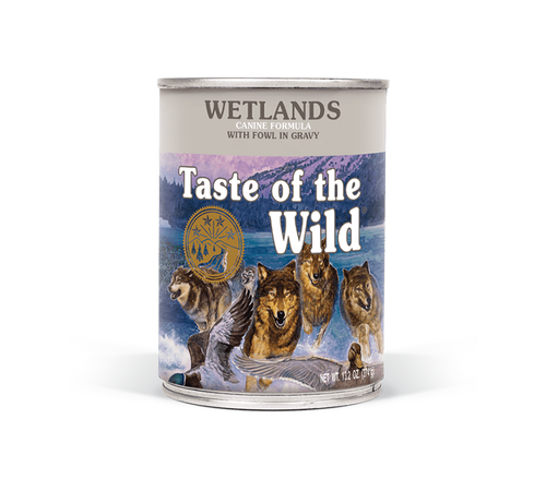 A great tasting complement to the dry Taste of the Wild formulas, the Wetlands Canine Formula with Fowl in Gravy will satisfy even the most finicky dogs. This complete and balanced formula can also be fed as your pet’s sole diet. Made with fowl, this formula offers a taste sensation like no other. Contains duck, quail and turkey for a blend of fowl that provides optimal amino acid nutrition. Supplemented with vegetables and fruits, this formula delivers antioxidants to help give your friend a healthy lifestyle.