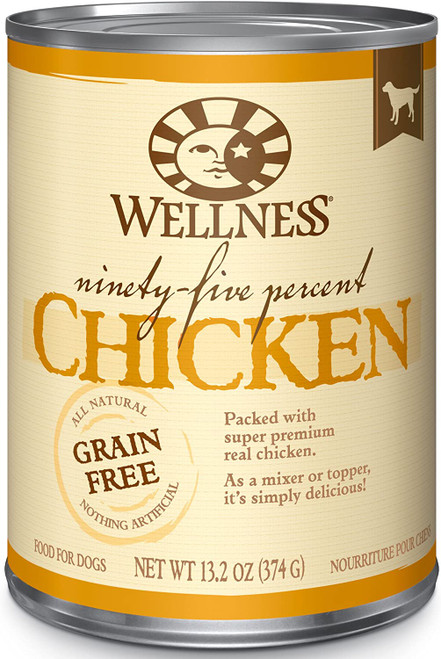 Wellness 95% Natural Wet Grain Free Canned Dog Food, 13.2-Ounce Can