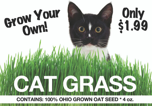 Our cat grass is organically grown here in Ohio by Walnut Creek seeds, and is 100% oat seed.