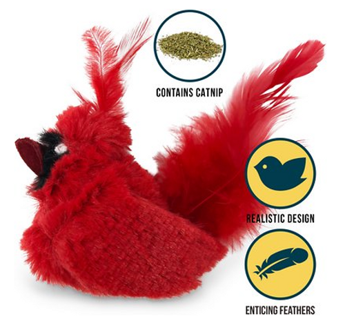 Real Birds Cat Toy 'Fly Over' Cardinal