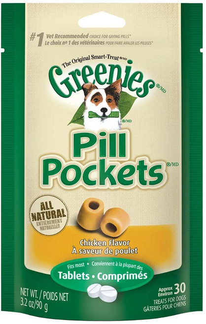 Greenies Pill Pockets Soft Dog Treats, Chicken, Tablet, 3.2 Oz.