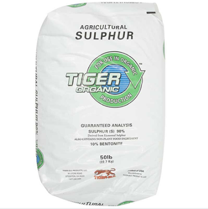 90% granular elemental Sulfur to reduce pH in soil