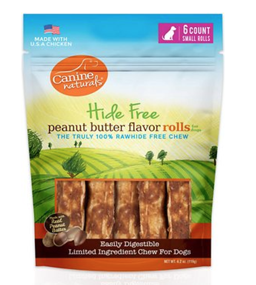 Canine Naturals Hide Free Peanut Butter Rolls 2.5" - 6 pk