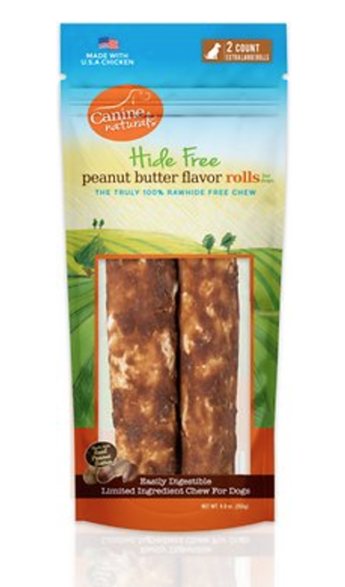 Canine Naturals Hide Free Peanut Butter Rolls 10" - 2 pk