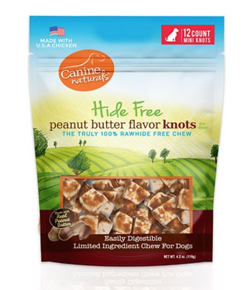 Canine Naturals Hide Free Peanut Butter Mini Knots 12 pk