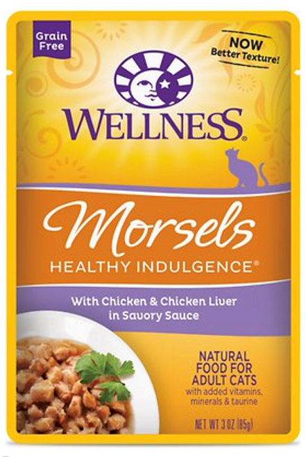 Wellness Cat Morsels Chicken & Chicken Liver Pouch 3oz