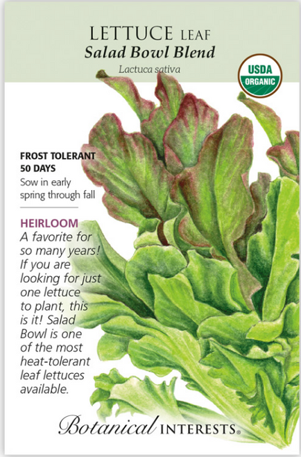 Organic Heirloom Salad Bowl Blend Leaf Lettuce Seeds