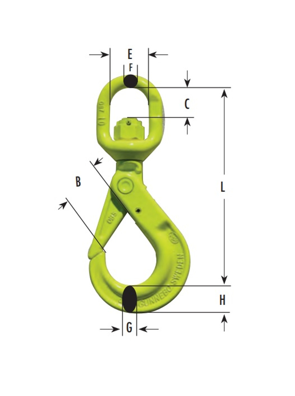 Gunnebo Grade 100 Swivel Type Self-Locking Hook W/ Bronze Bushing (BKL) -  Olsen Chain & Cable