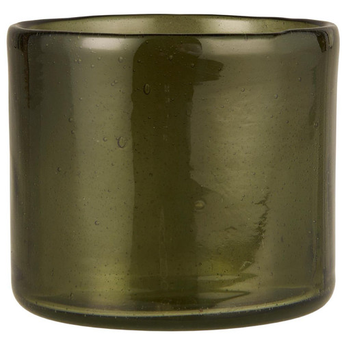 Lysestake t/t-lys, munnblåst glass, oliven 