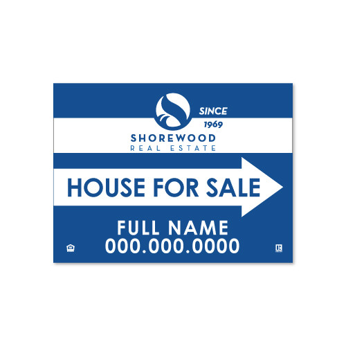 Shorewood 18x24 House For Sale Directional - Double-Sided For RoundRod OR Set for A-Frame