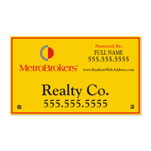 Metro Brokers 18x30 Listing Panel Yellow - Double Sided