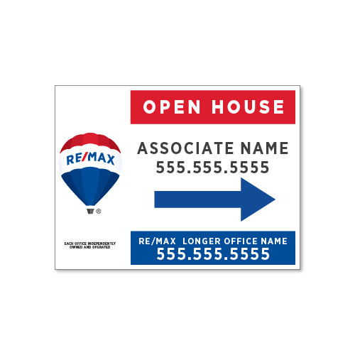 RE/MAX 18x24 Open House Directional - Double-Sided For RoundRod OR Set for A-Frame
