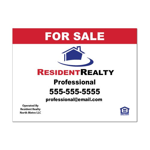 Resident Realty 18x24 Listing Panel White - Double Sided