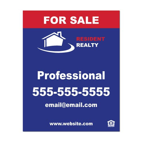 Resident Realty 30x24 Listing Panel Blue - Double Sided