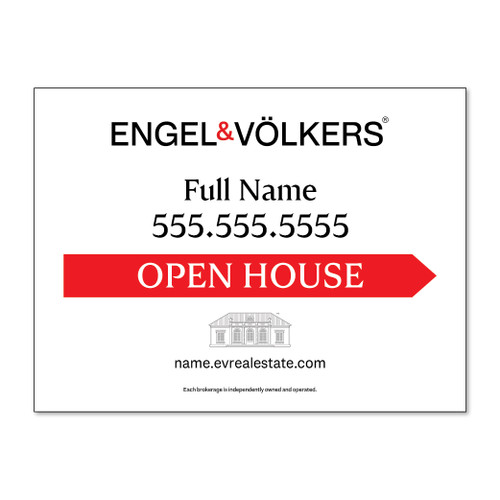 Engel & Volkers 18x24 Open House Directional Double-Sided For RoundRod OR Set for A-Frame
