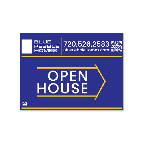 Blue Pebble Homes 18x24 Generic Open House Directional - Double-Sided For RoundRod OR Set for A-Frame