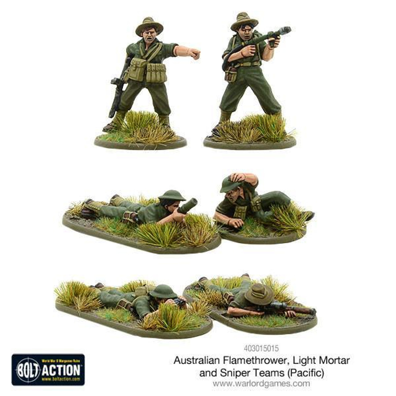 Bolt Action 403011210 WWII British Chindit Flame Thrower & Light Mortar Teams 