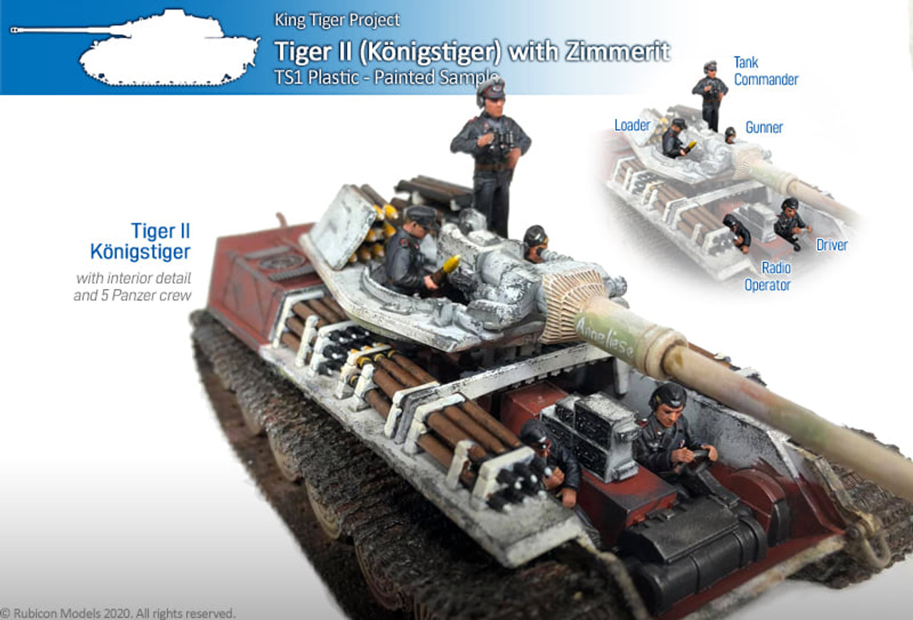 28mm w/Zimmerit Tank Model Kit RB280100 King Tiger Rubicon 1/56 Tiger II 