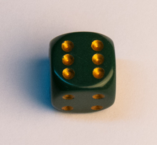 Opaque 16mm d6 Dusty Green w/copper Dice Block (12 dice)