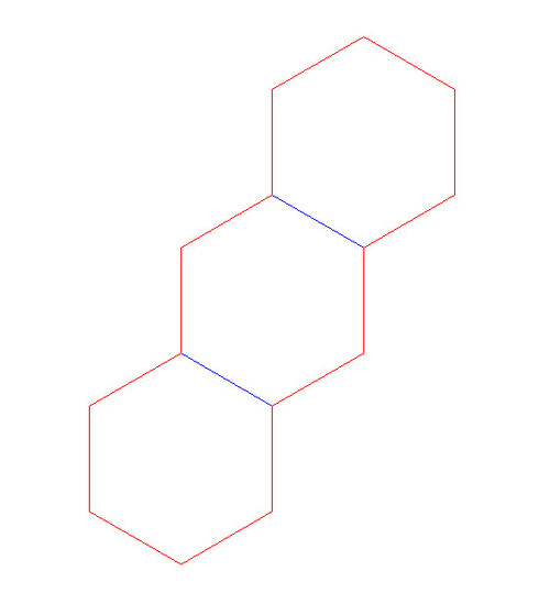 Hex Bases, Three In A Line - (2")