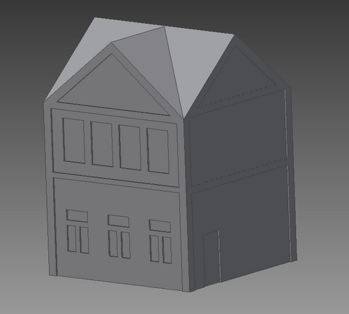 Small 2 Story Building With Dormer - Digital Asset - STL FIle for 3D Printing