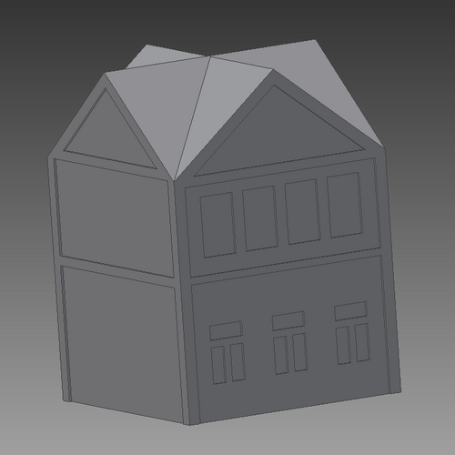 Small 2 Story Building With 2 Dormers - Digital Asset - STL FIle for 3D Printing