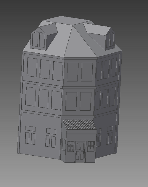 3 Story Building with Patio - Digital Asset - STL FIle for 3D Printing
