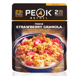 Peak Refuel, Backpacking meals, strawberry, granola, dehydrated Peak Refuel, Backpacking meals, strawberry, granola, dehydrated