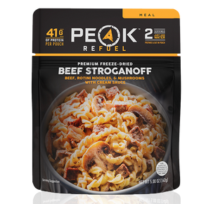 Peak Refuel, Beef Stoganoff, dehydrated meal, backpacking food Peak Refuel, Beef Stoganoff, dehydrated meal, backpacking food