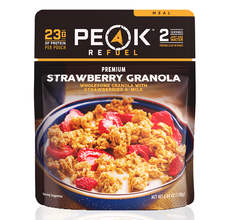 Peak Refuel, Backpacking meals, strawberry, granola, dehydrated