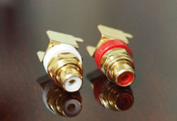 RCA socket PCB mount right angle gold-plated one pair  !