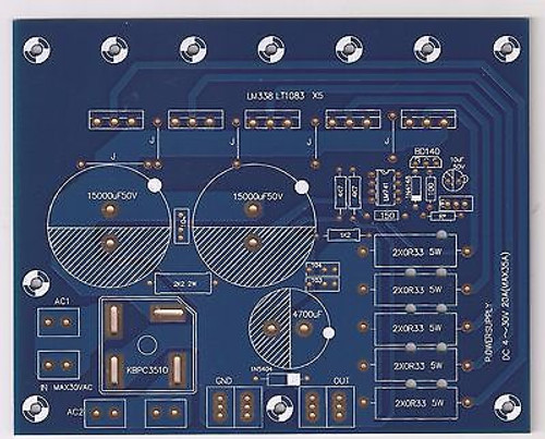 Low noise Super High Current DC +4V to +30V 20A LT1083CP PSU bare PCB 1 piece !