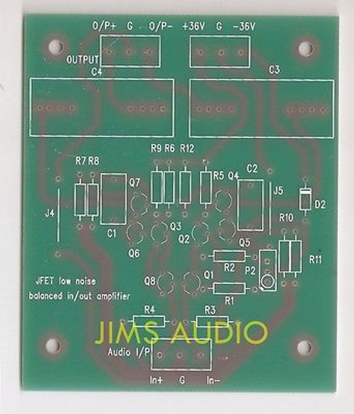 Borbely all FET low noise broadband balanced preamplifier PCB one piece