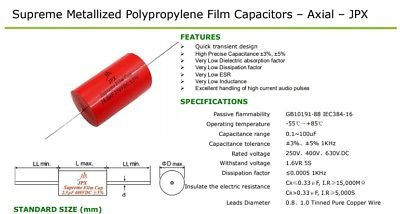 JPX Supreme Film Capacitors for Audio 4.7uF 250VDC 4 pcs ultra low loss   !