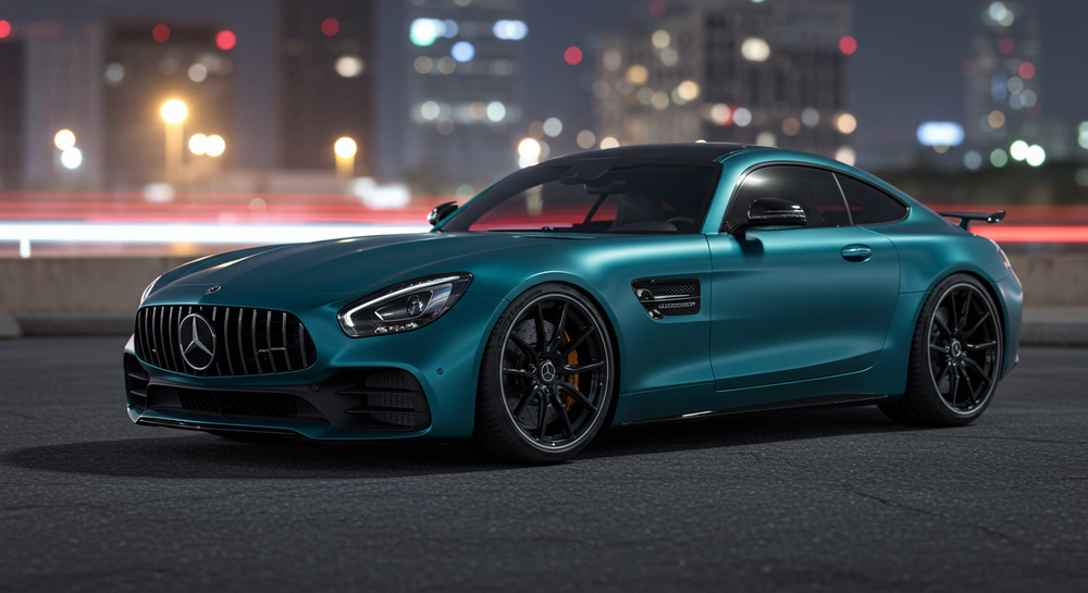 Satin Teal Wrapped AMG GT For Sale